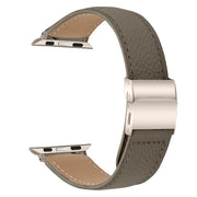 For Apple Watch 42mm / 41mm / 40mm / 38mm Lychee Texture Starlight Turtle Back Buckle Leather Watch Band(Gray)
