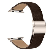 For Apple Watch 42mm / 41mm / 40mm / 38mm Lychee Texture Starlight Turtle Back Buckle Leather Watch Band(Coffee Color)