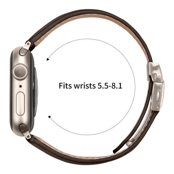 For Apple Watch 42mm / 41mm / 40mm / 38mm Lychee Texture Starlight Turtle Back Buckle Leather Watch Band(Coffee Color)