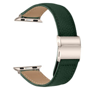 For Apple Watch 42mm / 41mm / 40mm / 38mm Lychee Texture Starlight Turtle Back Buckle Leather Watch Band(Green)