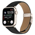For Apple Watch 46mm / 49mm / 45mm / 44mm Lychee Texture Starlight Turtle Back Buckle Leather Watch Band(Black) - Watch Bands by PMC TechLife | Online Shopping South Africa | PMC TechLife | Buy Now Pay Later Mobicred