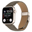 For Apple Watch 46mm / 49mm / 45mm / 44mm Lychee Texture Starlight Turtle Back Buckle Leather Watch Band(Gray) - Watch Bands by PMC TechLife | Online Shopping South Africa | PMC TechLife | Buy Now Pay Later Mobicred
