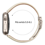 For Apple Watch 46mm / 49mm / 45mm / 44mm Lychee Texture Starlight Turtle Back Buckle Leather Watch Band(Creamy White)
