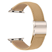 For Apple Watch 46mm / 49mm / 45mm / 44mm Lychee Texture Starlight Turtle Back Buckle Leather Watch Band(Camel)