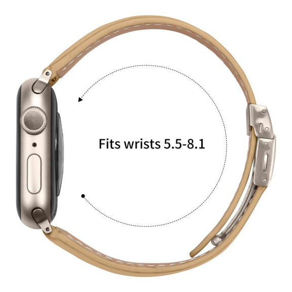 For Apple Watch 46mm / 49mm / 45mm / 44mm Lychee Texture Starlight Turtle Back Buckle Leather Watch Band(Camel)