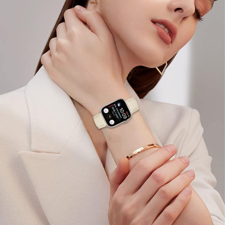 For Apple Watch 42mm / 41mm / 40mm / 38mm Lychee Texture Starlight Turtle Back Buckle Leather Watch Band(Gray)