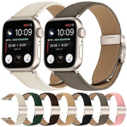 For Apple Watch 46mm / 49mm / 45mm / 44mm Lychee Texture Starlight Turtle Back Buckle Leather Watch Band(Gray)