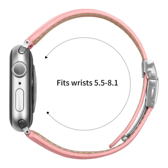 For Apple Watch 46mm / 49mm / 45mm / 44mm Lychee Texture Silver Turtle Back Buckle Leather Watch Band(Pink)