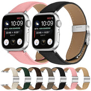 For Apple Watch 46mm / 49mm / 45mm / 44mm Lychee Texture Silver Turtle Back Buckle Leather Watch Band(Pink)