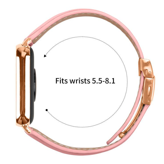 For Xiaomi Smart Bnad 9 Pro / Redmi Watch 5 Lychee Texture Rose Gold Turtle Back Buckle Leather Watch Band(Pink)