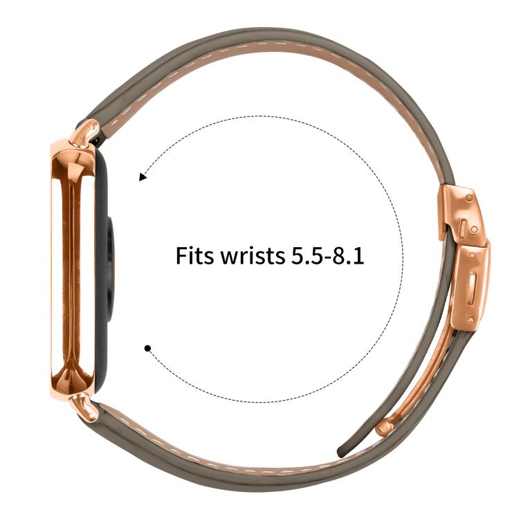 For Xiaomi Smart Bnad 9 Pro / Redmi Watch 5 Lychee Texture Rose Gold Turtle Back Buckle Leather Watch Band(Gray) - free shipping - PMC TechLife - Order now!