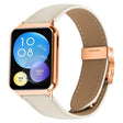 For Xiaomi Smart Bnad 9 Pro / Redmi Watch 5 Lychee Texture Rose Gold Turtle Back Buckle Leather Watch Band(Creamy White) - free shipping - PMC TechLife - Order now!