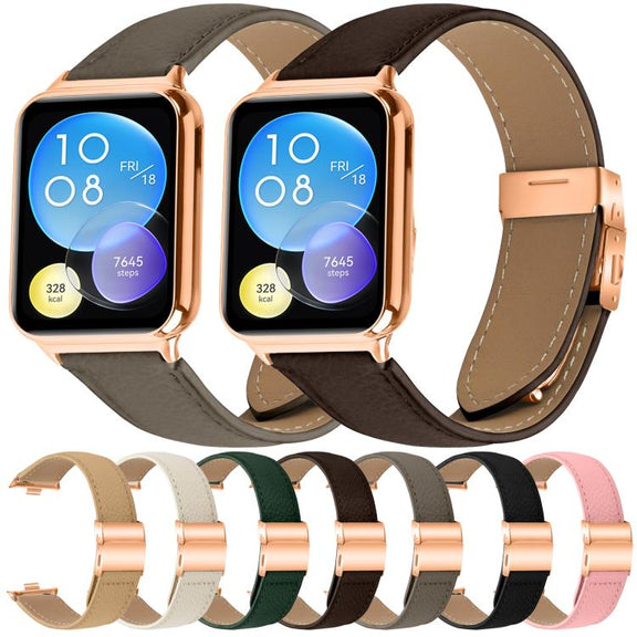 For Xiaomi Smart Bnad 9 Pro / Redmi Watch 5 Lychee Texture Rose Gold Turtle Back Buckle Leather Watch Band(Pink)