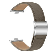 For Xiaomi Smart Bnad 9 Pro / Redmi Watch 5 Lychee Texture Silver Turtle Back Buckle Leather Watch Band(Gray)