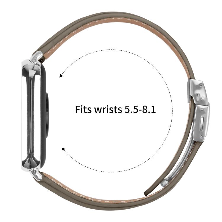 For Xiaomi Smart Bnad 9 Pro / Redmi Watch 5 Lychee Texture Silver Turtle Back Buckle Leather Watch Band(Gray)