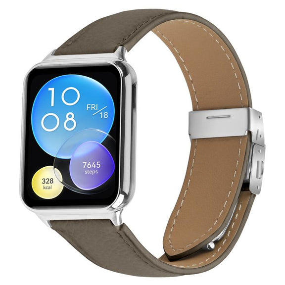 For Xiaomi Smart Bnad 9 Pro / Redmi Watch 5 Lychee Texture Silver Turtle Back Buckle Leather Watch Band(Gray)