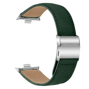 For Xiaomi Smart Bnad 9 Pro / Redmi Watch 5 Lychee Texture Silver Turtle Back Buckle Leather Watch Band(Green)
