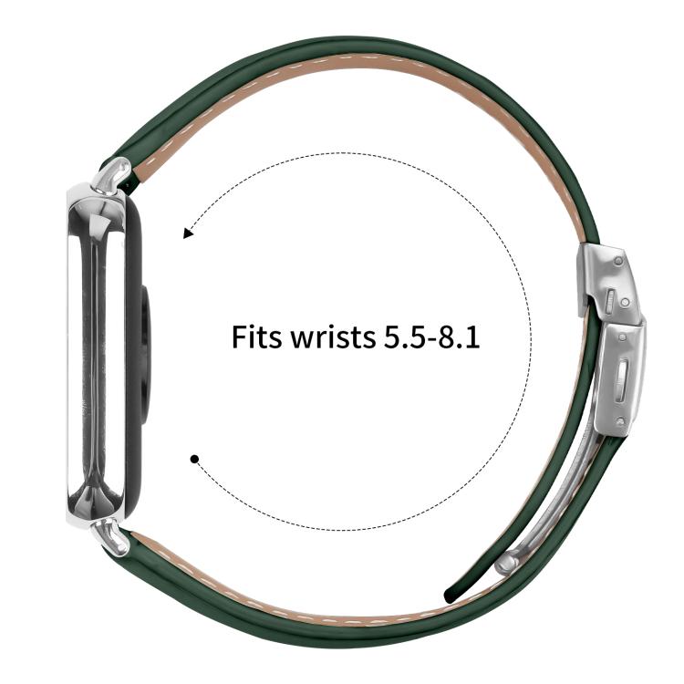 For Xiaomi Smart Bnad 9 Pro / Redmi Watch 5 Lychee Texture Silver Turtle Back Buckle Leather Watch Band(Green)