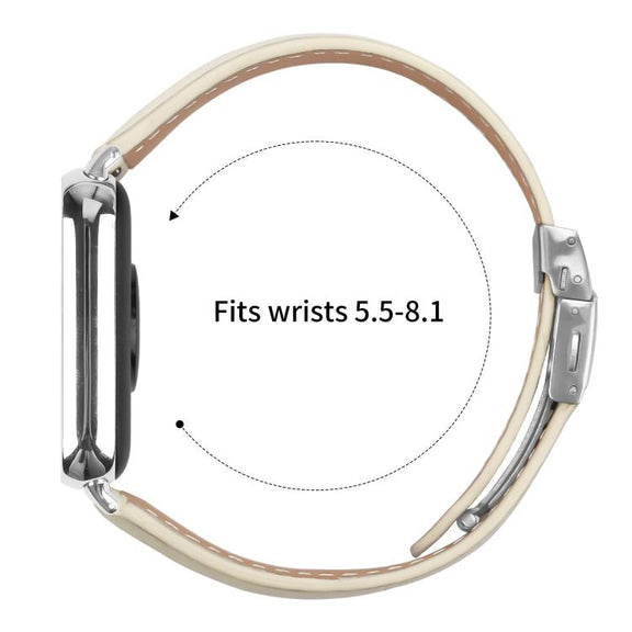 For Xiaomi Smart Bnad 9 Pro / Redmi Watch 5 Lychee Texture Silver Turtle Back Buckle Leather Watch Band(Creamy White)
