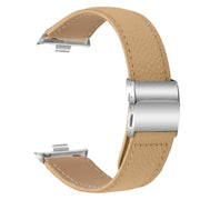 For Xiaomi Smart Bnad 9 Pro / Redmi Watch 5 Lychee Texture Silver Turtle Back Buckle Leather Watch Band(Camel)
