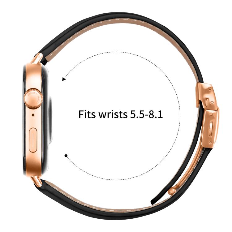 For Huawei Watch Fit 4 / Fit 4 Pro / Fit 3 Lychee Texture Rose Gold Turtle Back Buckle Leather Watch Band(Black) - free shipping - PMC TechLife - Order now!