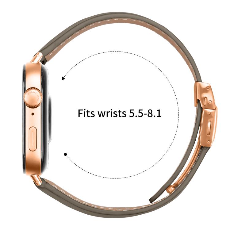 For Huawei Watch Fit 4 / Fit 4 Pro / Fit 3 Lychee Texture Rose Gold Turtle Back Buckle Leather Watch Band(Gray)