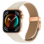 For Huawei Watch Fit 4 / Fit 4 Pro / Fit 3 Lychee Texture Rose Gold Turtle Back Buckle Leather Watch Band(Creamy White)