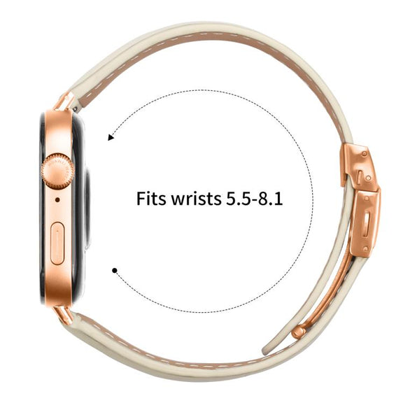 For Huawei Watch Fit 4 / Fit 4 Pro / Fit 3 Lychee Texture Rose Gold Turtle Back Buckle Leather Watch Band(Creamy White)