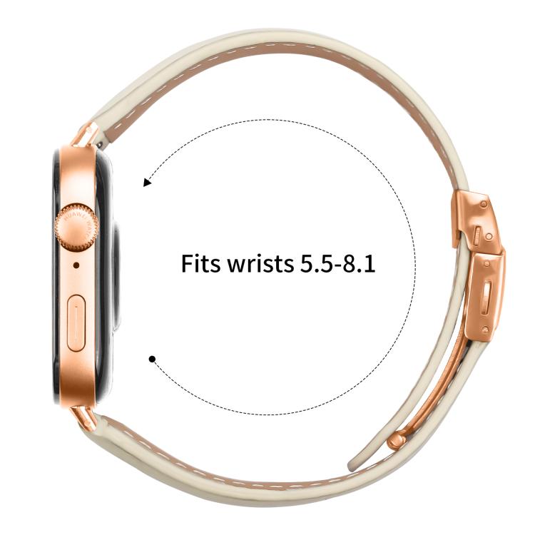 For Huawei Watch Fit 4 / Fit 4 Pro / Fit 3 Lychee Texture Rose Gold Turtle Back Buckle Leather Watch Band(Creamy White)