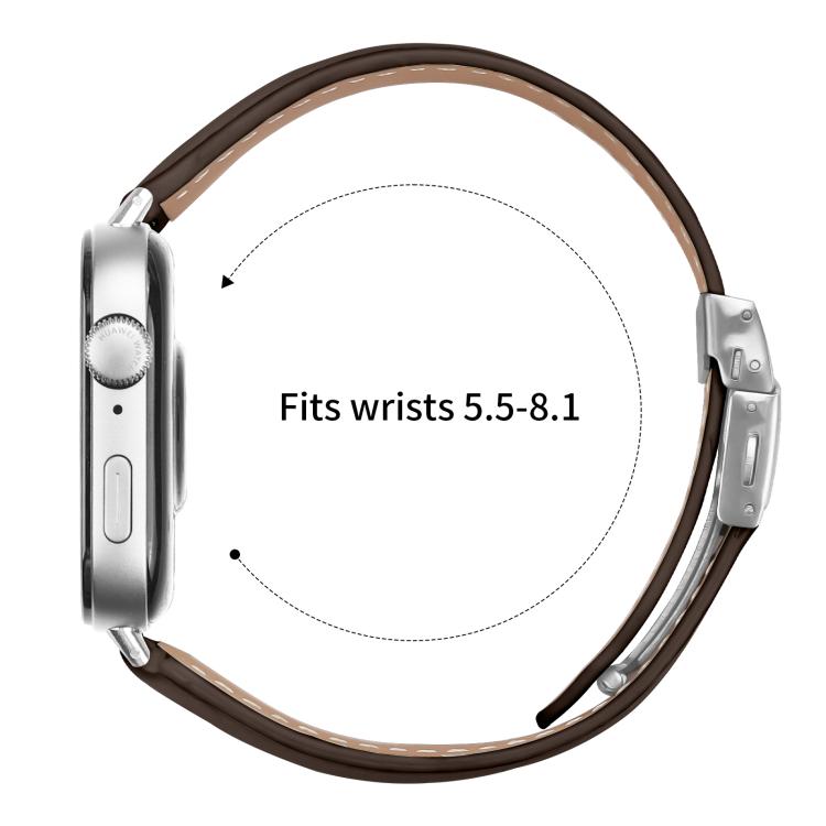 For Huawei Watch Fit 4 / Fit 4 Pro / Fit 3 Lychee Texture Silver Turtle Back Buckle Leather Watch Band(Coffee Color)