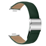 For Huawei Watch Fit 4 / Fit 4 Pro / Fit 3 Lychee Texture Silver Turtle Back Buckle Leather Watch Band(Green)