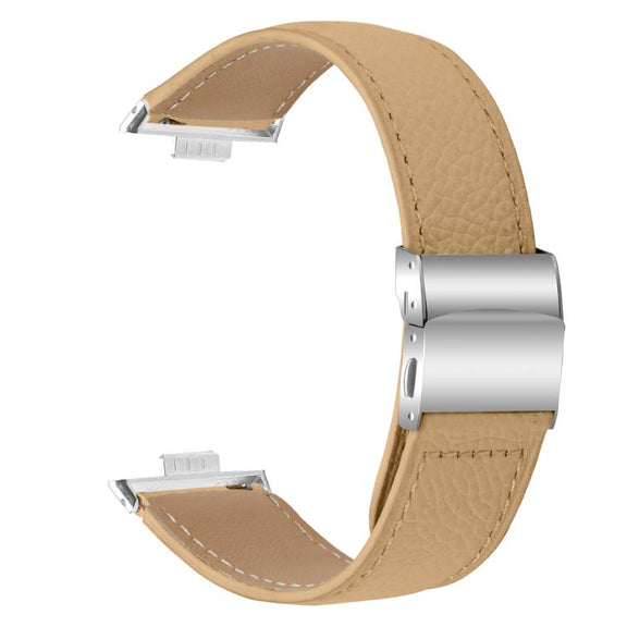 For Huawei Watch Fit 4 / Fit 4 Pro / Fit 3 Lychee Texture Silver Turtle Back Buckle Leather Watch Band(Camel)