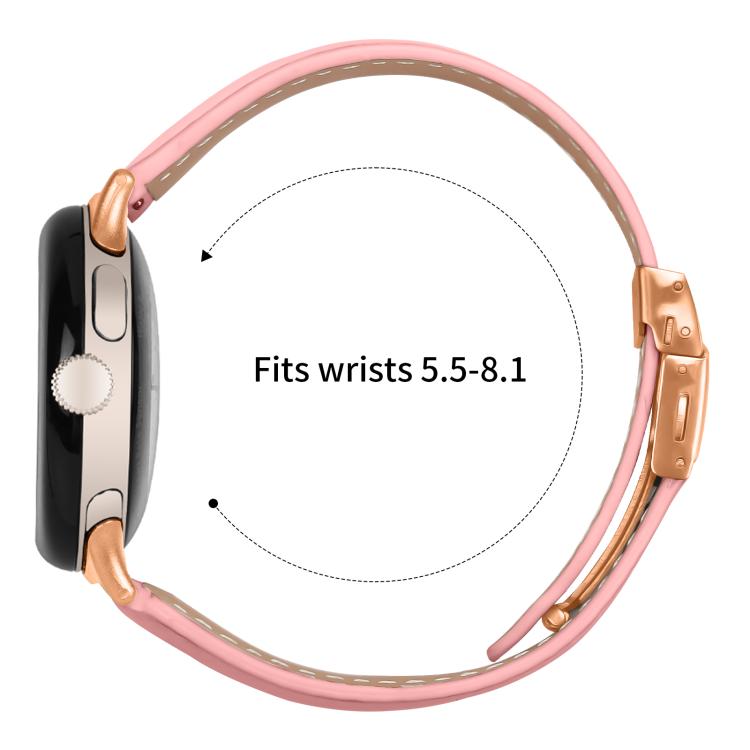 For Google Pixel Watch / Watch 2 / 3 41mm Lychee Texture Rose Gold Turtle Back Buckle Leather Watch Band(Pink)