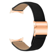 For Google Pixel Watch / Watch 2 / 3 41mm Lychee Texture Rose Gold Turtle Back Buckle Leather Watch Band(Black)