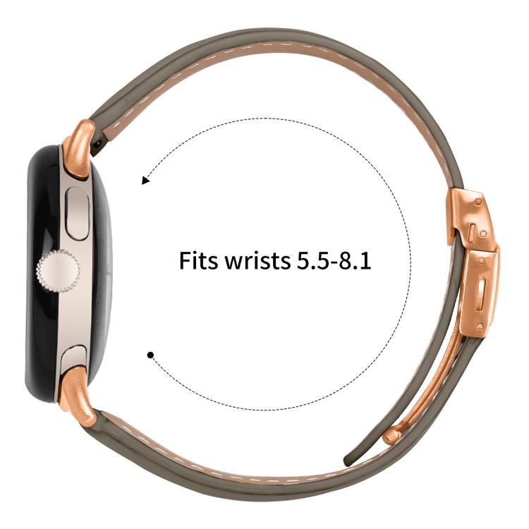 For Google Pixel Watch / Watch 2 / 3 41mm Lychee Texture Rose Gold Turtle Back Buckle Leather Watch Band(Gray)