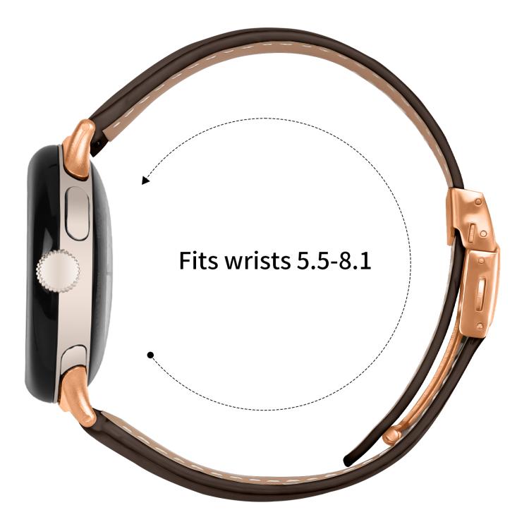 For Google Pixel Watch / Watch 2 / 3 41mm Lychee Texture Rose Gold Turtle Back Buckle Leather Watch Band(Coffee Color)
