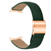 For Google Pixel Watch / Watch 2 / 3 41mm Lychee Texture Rose Gold Turtle Back Buckle Leather Watch Band(Green)