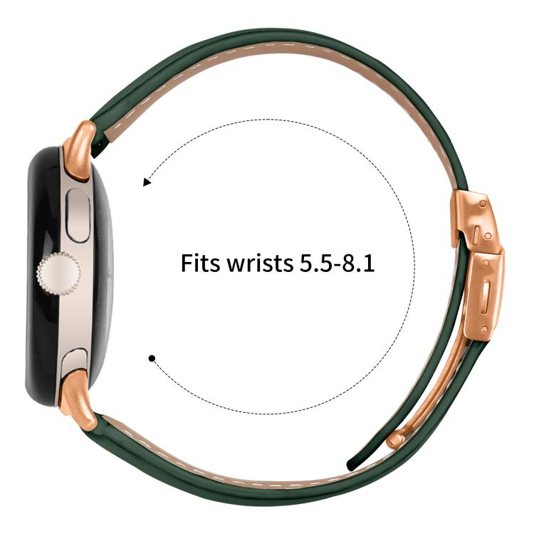 For Google Pixel Watch / Watch 2 / 3 41mm Lychee Texture Rose Gold Turtle Back Buckle Leather Watch Band(Green)
