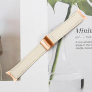 For Google Pixel Watch / Watch 2 / 3 41mm Lychee Texture Rose Gold Turtle Back Buckle Leather Watch Band(Creamy White)