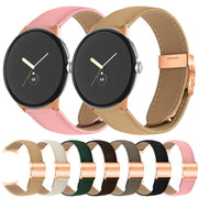 For Google Pixel Watch / Watch 2 / 3 41mm Lychee Texture Rose Gold Turtle Back Buckle Leather Watch Band(Creamy White)