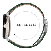 For Google Pixel Watch / Watch 2 / 3 41mm Lychee Texture Silver Turtle Back Buckle Leather Watch Band(Green)