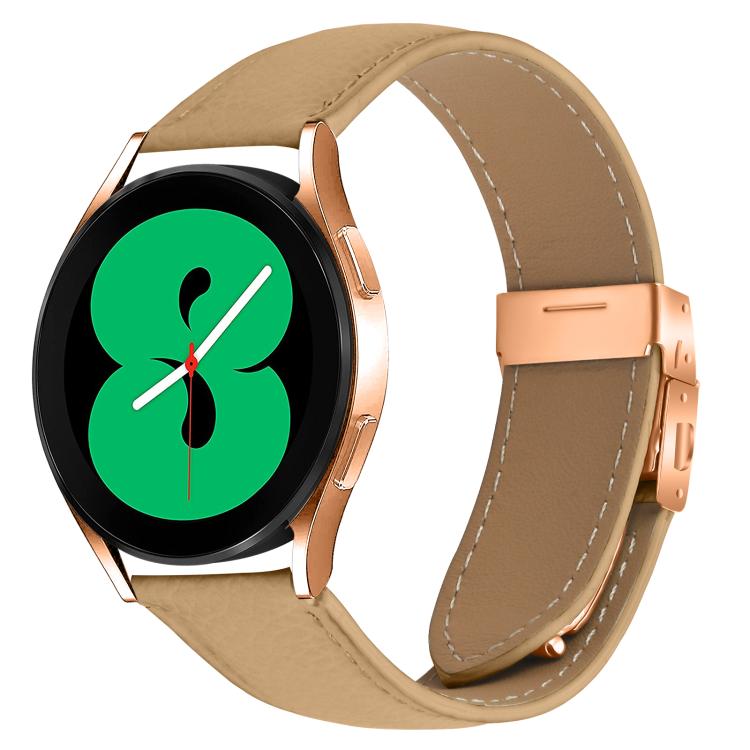 20mm Lychee Texture Rose Gold Turtle Back Buckle Leather Watch Band(Camel) - free shipping - PMC TechLife - Order now!