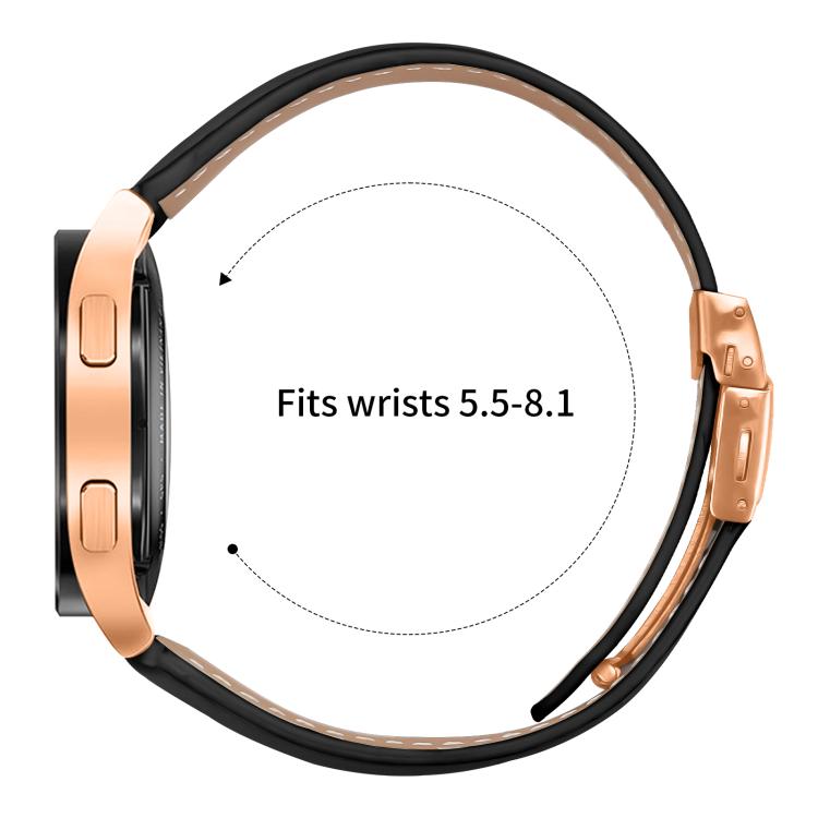 20mm Lychee Texture Rose Gold Turtle Back Buckle Leather Watch Band(Creamy White)