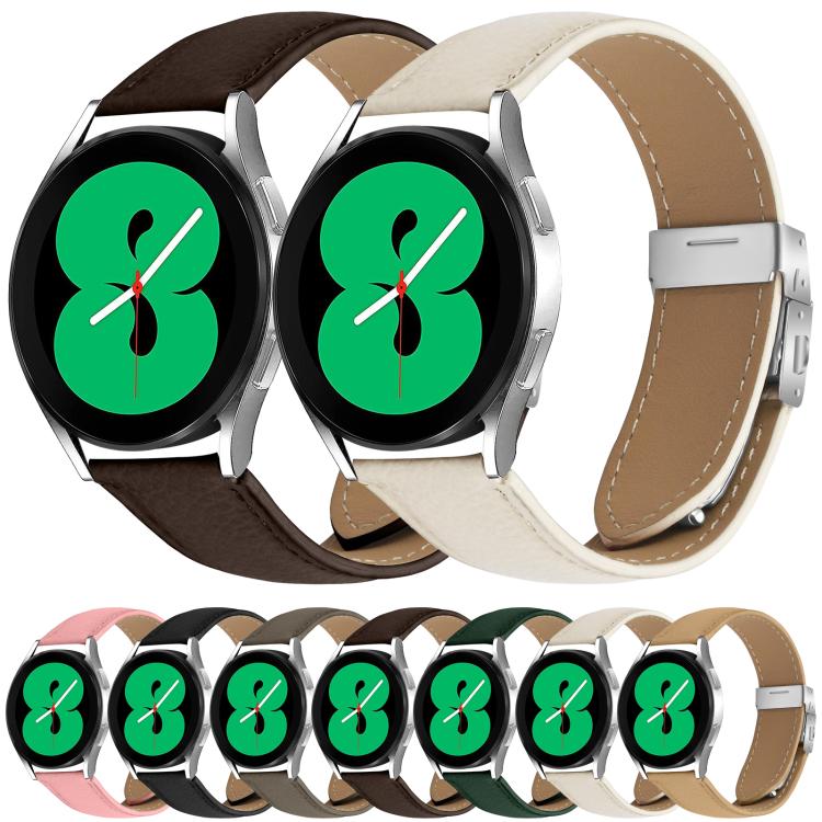 20mm Lychee Texture Silver Turtle Back Buckle Leather Watch Band(Gray) - free shipping - PMC TechLife - Order now!