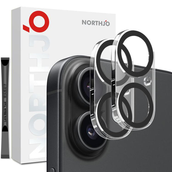For iPhone 17 2pcs NORTHJO Camera Lens Protector 3D Night Shot Tempered Glass Film(Black)
