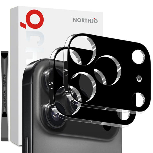 For iPhone 17 Pro 2pcs NORTHJO Camera Lens Protector 3D HD Tempered Glass Film(Black) - iPhone 17 Pro Tempered Glass by NORTHJO | Online Shopping South Africa | PMC Jewellery | Buy Now Pay Later Mobicred