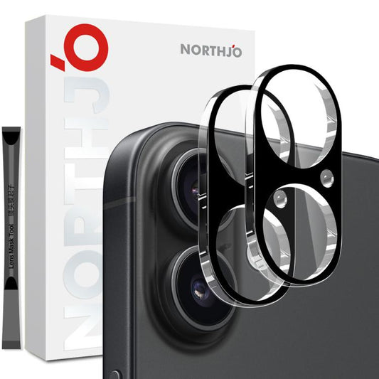 For iPhone 17 2pcs NORTHJO Camera Lens Protector 3D HD Tempered Glass Film(Black) - iPhone 17 Tempered Glass by NORTHJO | Online Shopping South Africa | PMC Jewellery | Buy Now Pay Later Mobicred
