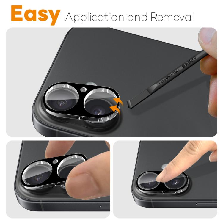 For iPhone 17 2pcs NORTHJO Camera Lens Protector 3D HD Tempered Glass Film(Black)