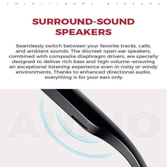 M01 Smart Glasses, with HD Camera, Support Bluetooth Call, AI Intelligent Translation(Black)