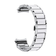 For Huawei Watch 5 42mm Butterfly Buckle Ceramic White Metal Watch Band(Silver White)